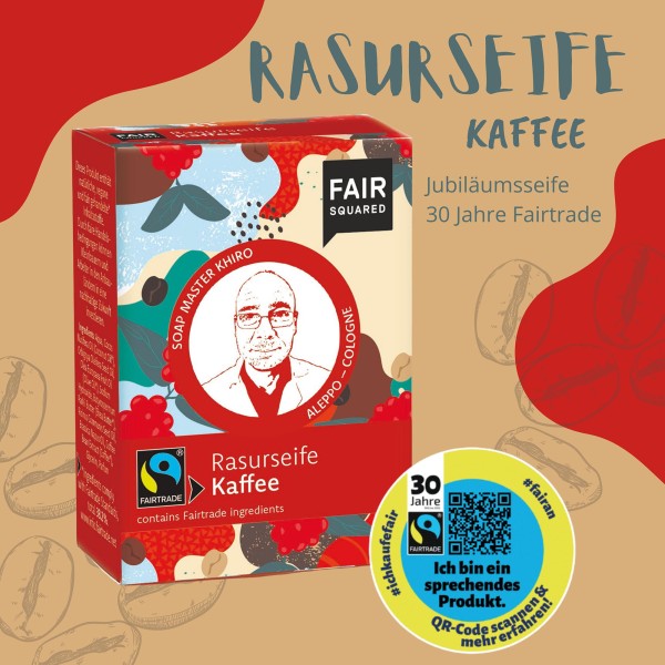 FAIR SQUARED Fairtrade Jubiläum Rasurseife Kaffee 80 g