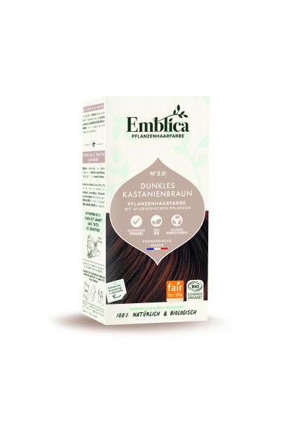 Emblica Pflanzen-Haarfarbe 3.0 tief dunkles Kastanienbraun 100g