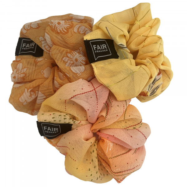 FAIR SQUARED Scrunchies Gelb bis Orange