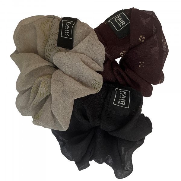 FAIR SQUARED Scrunchies Grau bis Schwarz